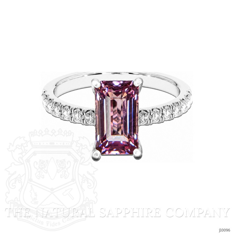 2.58 Ct. Pink Spinel and Natural Diamond Pave Ring, 14K White Gold