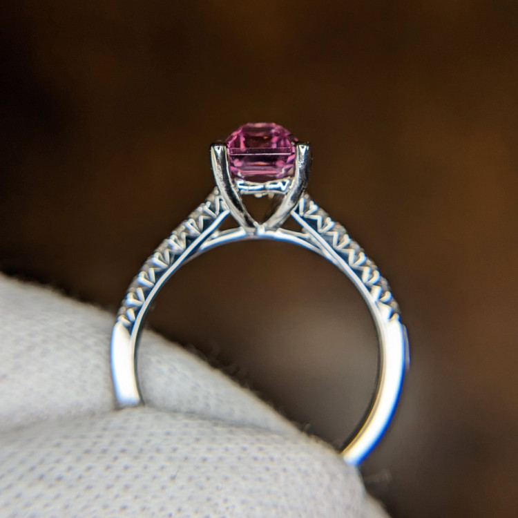 2.58 Ct. Spinel Natural Diamond Pave Ring, 14K White Gold