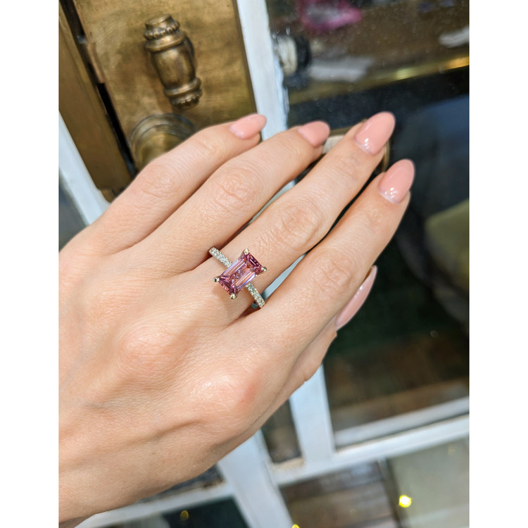 2.58 Ct. Spinel Natural Diamond Pave Ring, 14K White Gold