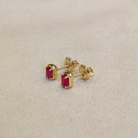 0.61 Ct.Tw. Ruby Studs Earrings, 14K Yellow Gold Image