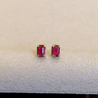 0.61 Ct.Tw. Ruby Studs Earrings, 14K Yellow Gold Image