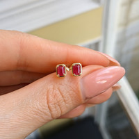 0.61 Ct.Tw. Ruby Studs Earrings, 14K Yellow Gold Life Style