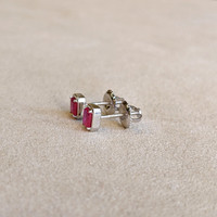 0.47 Ct.Tw. Ruby Studs Earrings, 14K White Gold Image