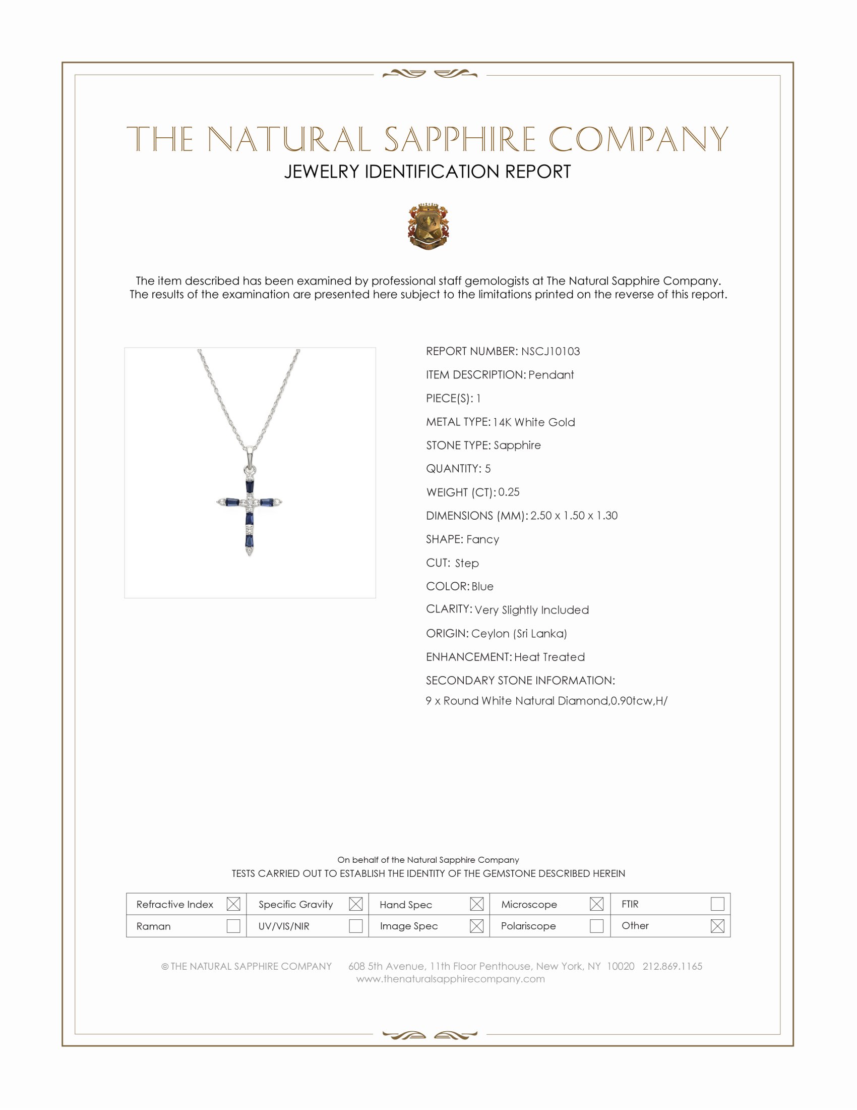 0.25 Ct. Blue Sapphire and Natural Diamond Religious Pendant, 14K White Gold