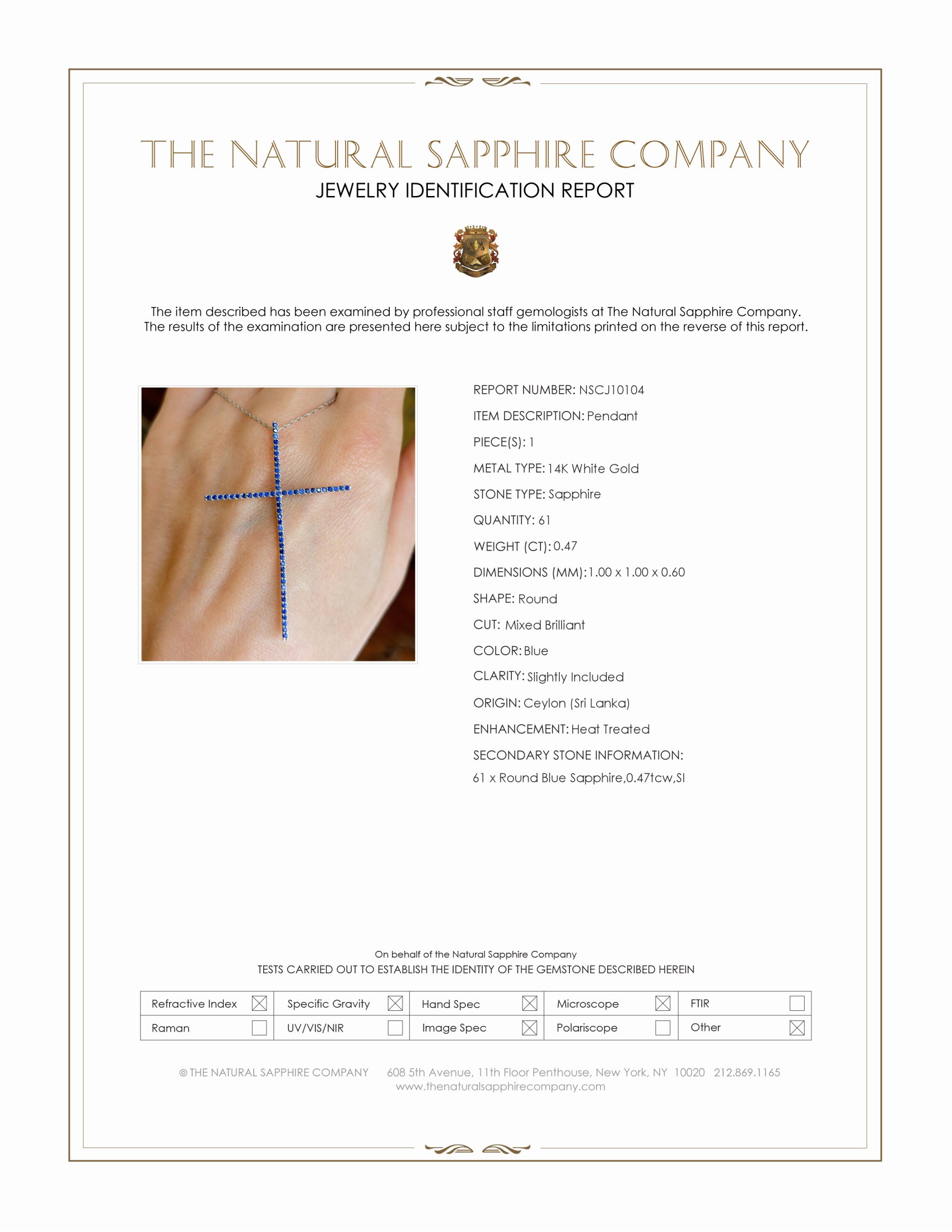 0.94 Ct. Blue Sapphire Religious Pendant, 14K White Gold