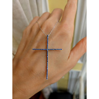 0.94 Ct. Blue Sapphire Religious Pendant, 14K White Gold Life Style