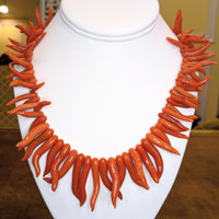 501.01 Ct. Coral 14K White Gold necklace