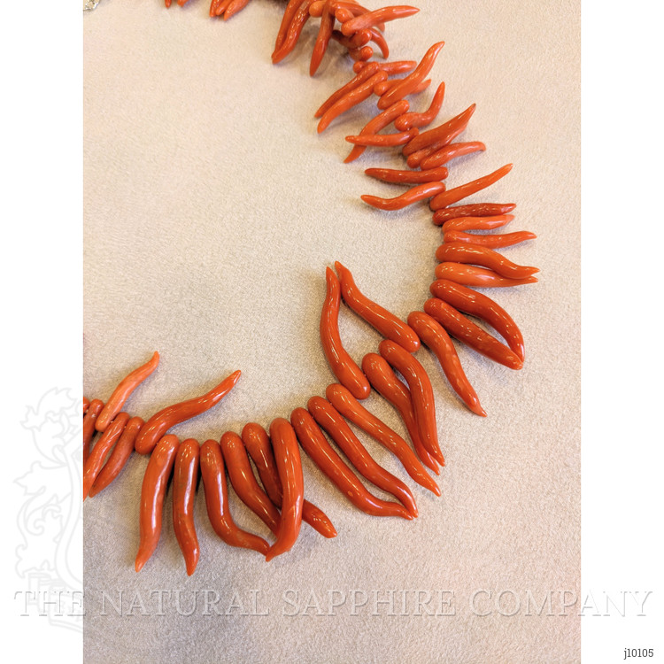 501.01 Ct. Coral Accent Stones Necklace, 14K White Gold