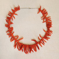 501.01 Ct. Coral Accent Stones Necklace, 14K White Gold Life Style