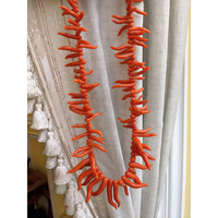 501.01 Ct. Coral Accent Stones Necklace, 14K White Gold Life Style