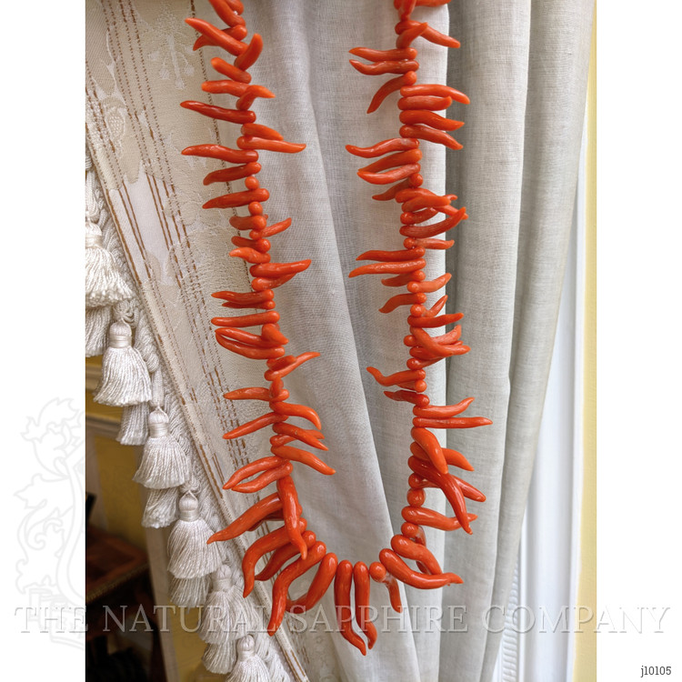 501.01 Ct. Coral Accent Stones Necklace, 14K White Gold