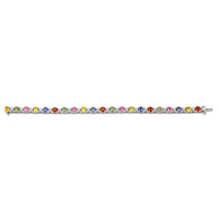 9.60 Ct.Tw. Multi Color Sapphire and Natural Diamond Halo Bracelet, 18K White Gold Image