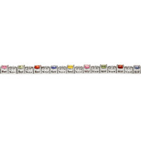 9.60 Ct.Tw. Multi Color Sapphire and Natural Diamond Halo Bracelet, 18K White Gold Image