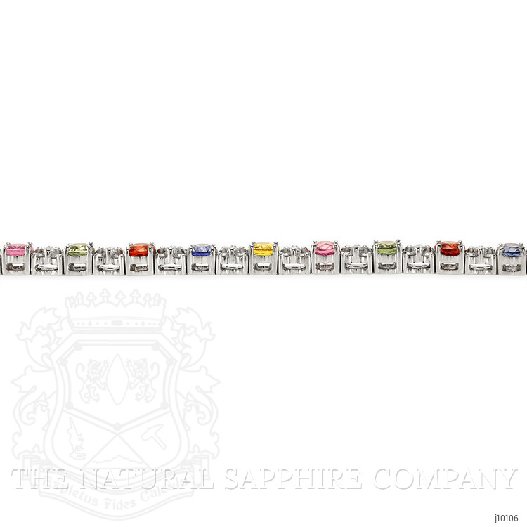 9.60 Ct.Tw. Multi Color Sapphire and Natural Diamond Halo Bracelet, 18K White Gold