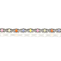 9.60 Ct.Tw. Multi Color Sapphire and Natural Diamond Halo Bracelet, 18K White Gold Image