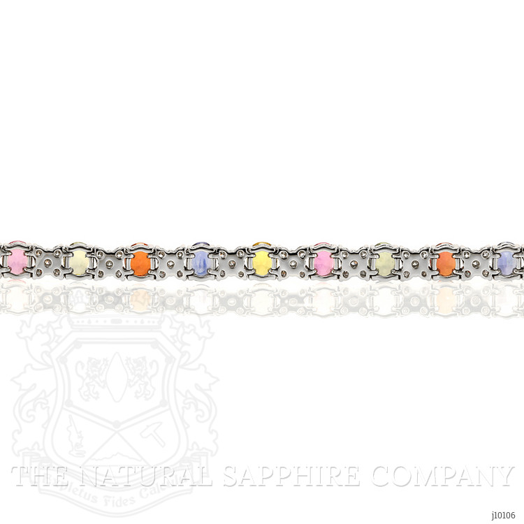 9.60 Ct.Tw. Multi Color Sapphire and Natural Diamond Halo Bracelet, 18K White Gold