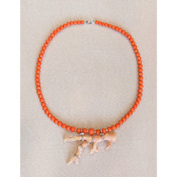 73.00 Ct. Coral Coral Antique Style Necklace, 14K White Gold Life Style