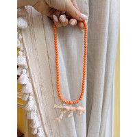 73.00 Ct. Coral Coral Antique Style Necklace, 14K White Gold Life Style