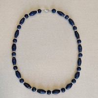 301.10 Ct. Lapis Natural Diamond Antique Style Necklace, 14K White Gold Life Style