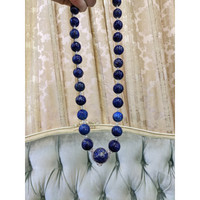 524.99 Ct. Lapis Natural Diamond Halo Necklace, 14K White Gold Life Style