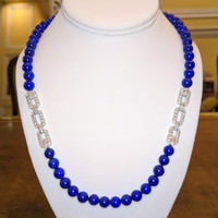 196.40 Ct. Lapis 14K White Gold necklace