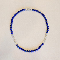 196.40 Ct. Lapis Natural Diamond Antique Style Necklace, 14K White Gold Life Style