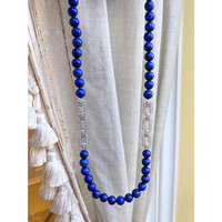 196.40 Ct. Lapis Natural Diamond Antique Style Necklace, 14K White Gold Life Style