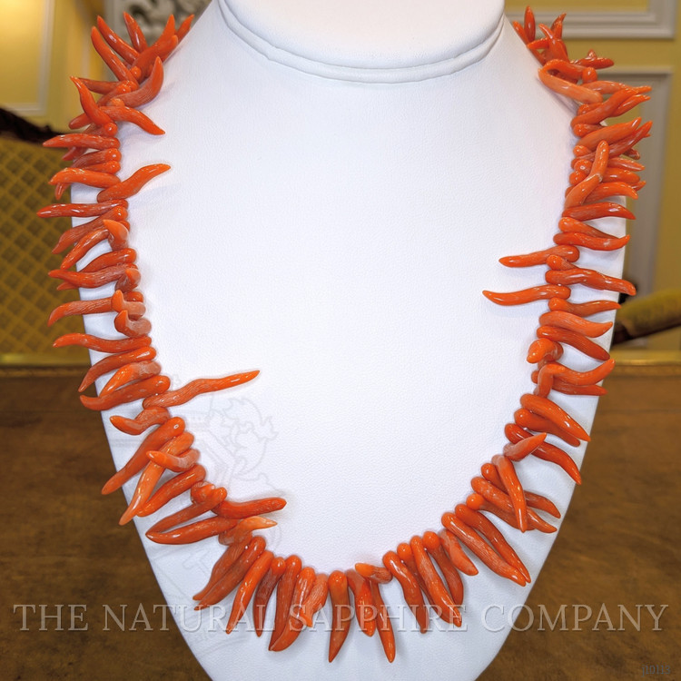 521.78 Ct. Coral Multi Stone Necklace, 14K White Gold
