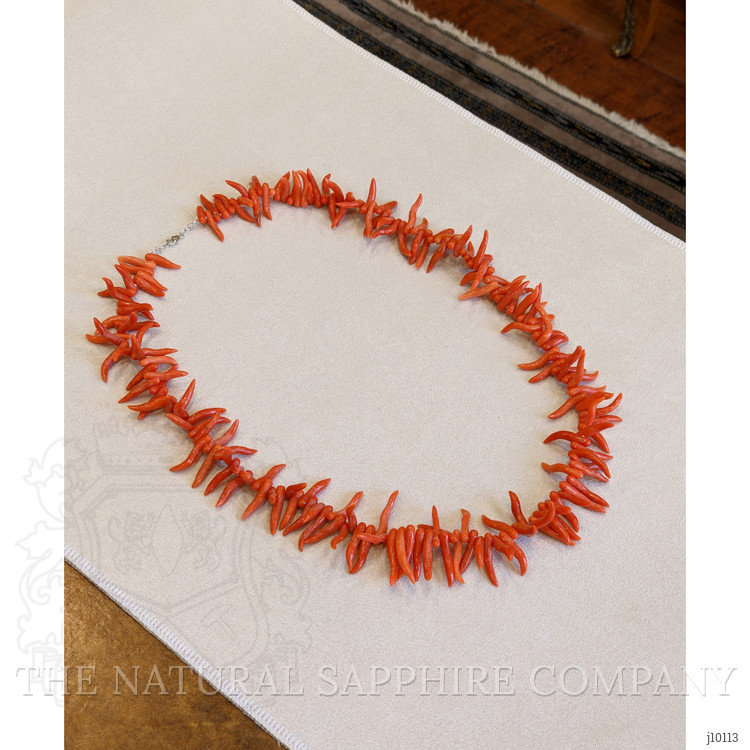 521.78 Ct. Coral Multi Stone Necklace, 14K White Gold