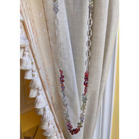 139.75 Ct. Multi Color Sapphire and Natural Diamond Multi Stone Necklace, 14K White Gold Life Style