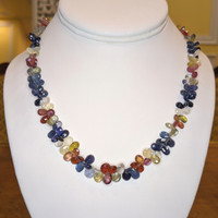125.26 Ct. Sapphire 14K White Gold necklace