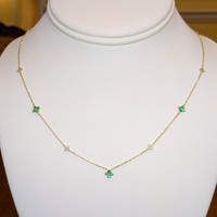0.30 Ct. Emerald Natural Diamond Bezel Necklace, 14K Yellow Gold Image