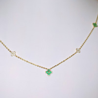 0.30 Ct. Emerald Natural Diamond Bezel Necklace, 14K Yellow Gold Image
