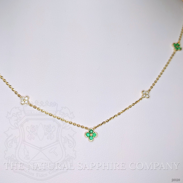 0.30 Ct. Emerald Natural Diamond Bezel Necklace, 14K Yellow Gold