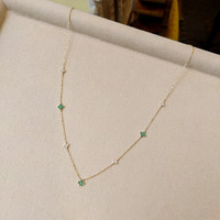 0.30 Ct. Emerald Natural Diamond Bezel Necklace, 14K Yellow Gold Life Style