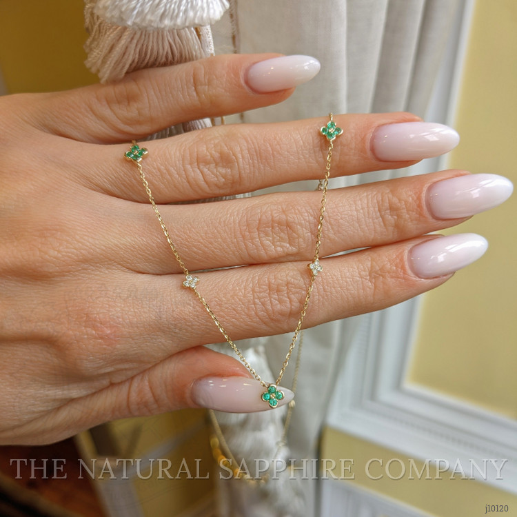 0.30 Ct. Emerald Natural Diamond Bezel Necklace, 14K Yellow Gold