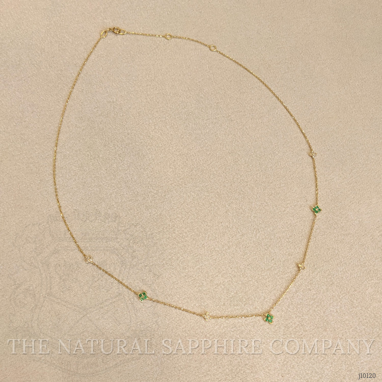 0.30 Ct. Emerald Natural Diamond Bezel Necklace, 14K Yellow Gold