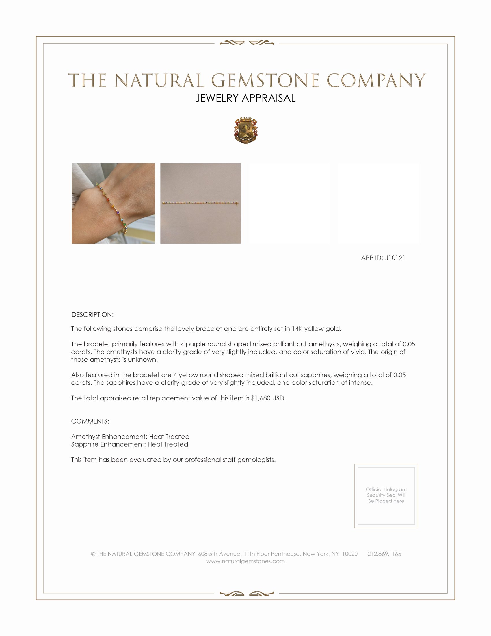 0.05 Ct.Tw. Purple Amethyst, Blue Topaz, Green Tsavorite Garnet, Orange Citrine, Blue Aquamarine and Mixed Sapphire Tennis/Line Bracelet, 14K Yellow Gold