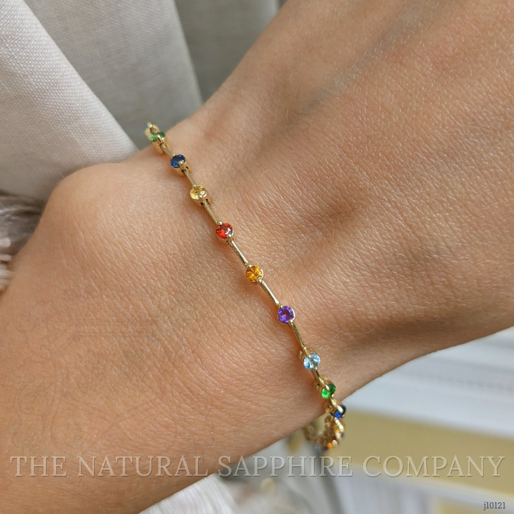 0.30 Ct.Tw. Aquamarine Sapphire Tennis/Riviere Bracelet, 14K Yellow Gold