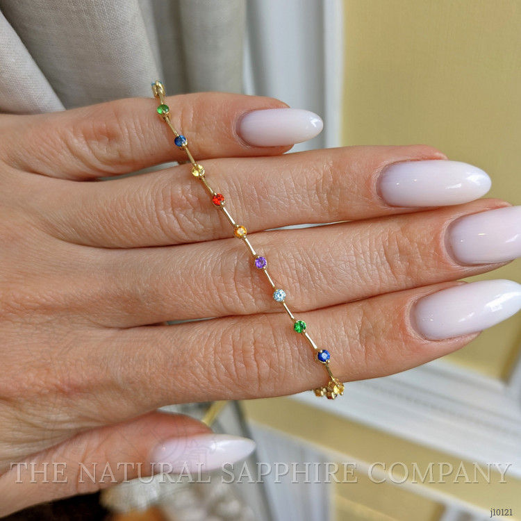 0.30 Ct.Tw. Aquamarine Sapphire Tennis/Riviere Bracelet, 14K Yellow Gold