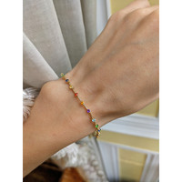 0.05 Ct.Tw. Purple Amethyst, Blue Topaz, Green Tsavorite Garnet, Orange Citrine, Blue Aquamarine and Mixed Sapphire Tennis/Line Bracelet, 14K Yellow Gold Life Style