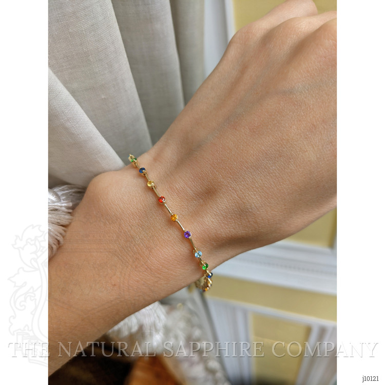 0.30 Ct.Tw. Aquamarine Sapphire Tennis/Riviere Bracelet, 14K Yellow Gold