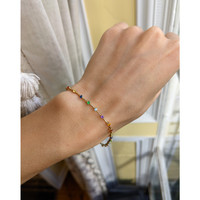 0.05 Ct.Tw. Purple Amethyst, Blue Topaz, Green Tsavorite Garnet, Orange Citrine, Blue Aquamarine and Mixed Sapphire Tennis/Line Bracelet, 14K Yellow Gold Life Style