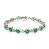 4.61 Ct.Tw. Emerald Natural Diamond Pave Bracelet, 18K White Gold Video