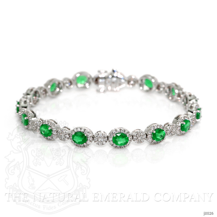 4.61 Ct.Tw. Emerald Natural Diamond Pave Bracelet, 18K White Gold