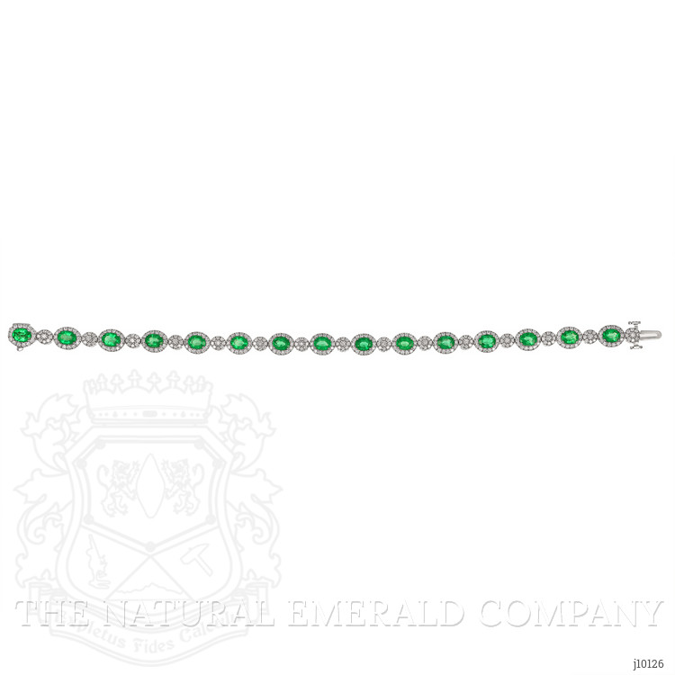 4.61 Ct.Tw. Emerald Natural Diamond Pave Bracelet, 18K White Gold