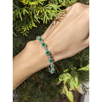 4.61 Ct.Tw. Emerald Natural Diamond Pave Bracelet, 18K White Gold Life Style