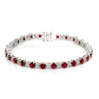 5.02 Ct.Tw. Ruby Natural Diamond Pave Bracelet, 18K White Gold Video