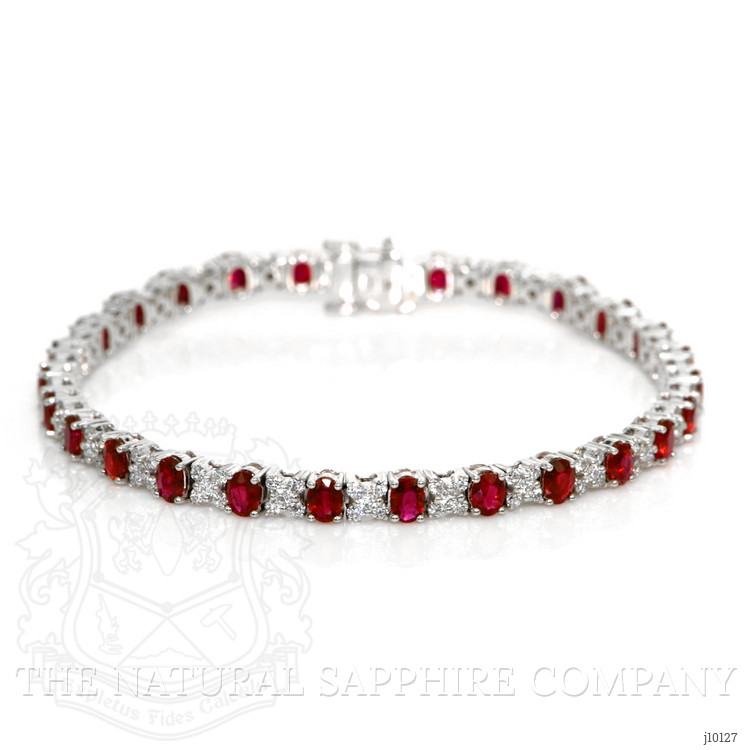 5.02 Ct.Tw. Ruby Natural Diamond Pave Bracelet, 18K White Gold