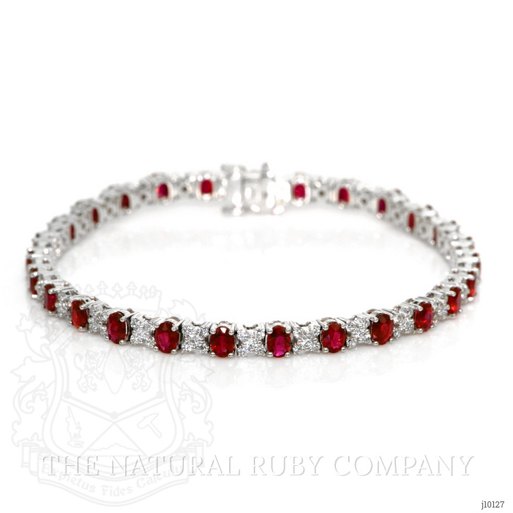 5.02 Ct.Tw. Ruby Natural Diamond Pave Bracelet, 18K White Gold